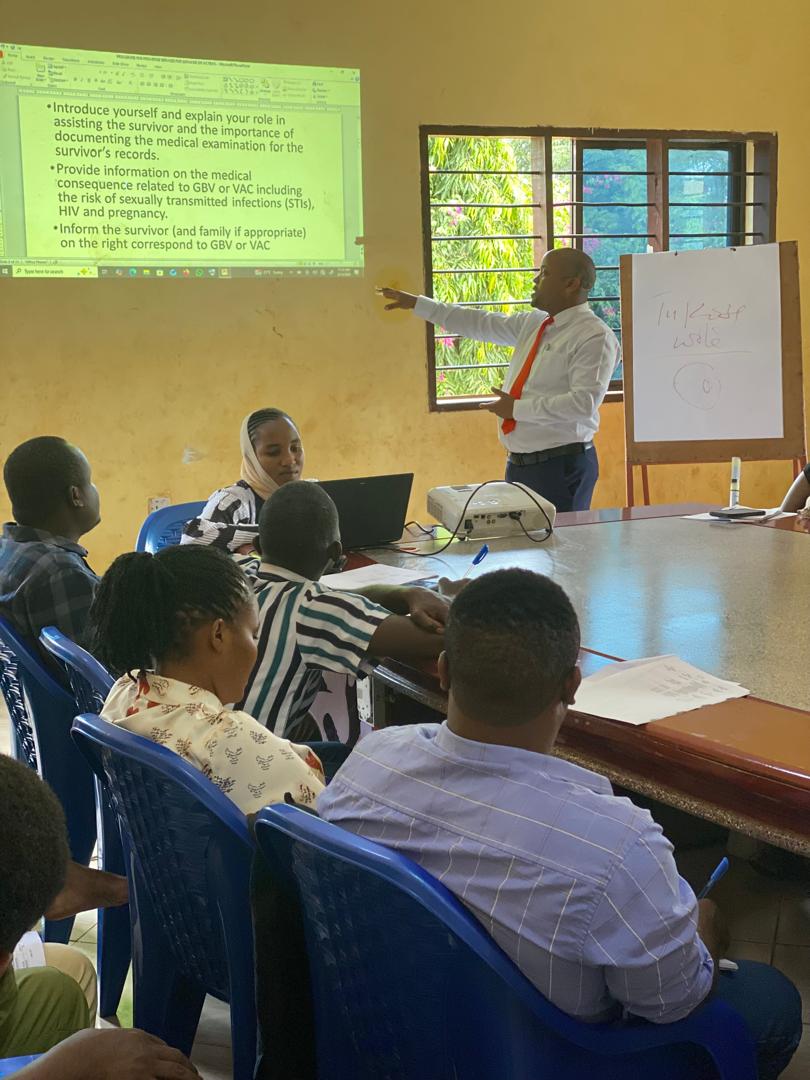 Facilitator shares information during a community training
